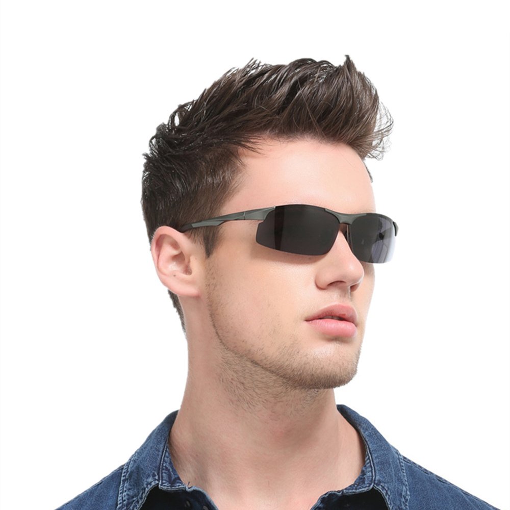 Men's Sunglasses Fashion Handsome Hd Polarized Light Uv Protection Ultra-light Metal Framework(Black, Black)