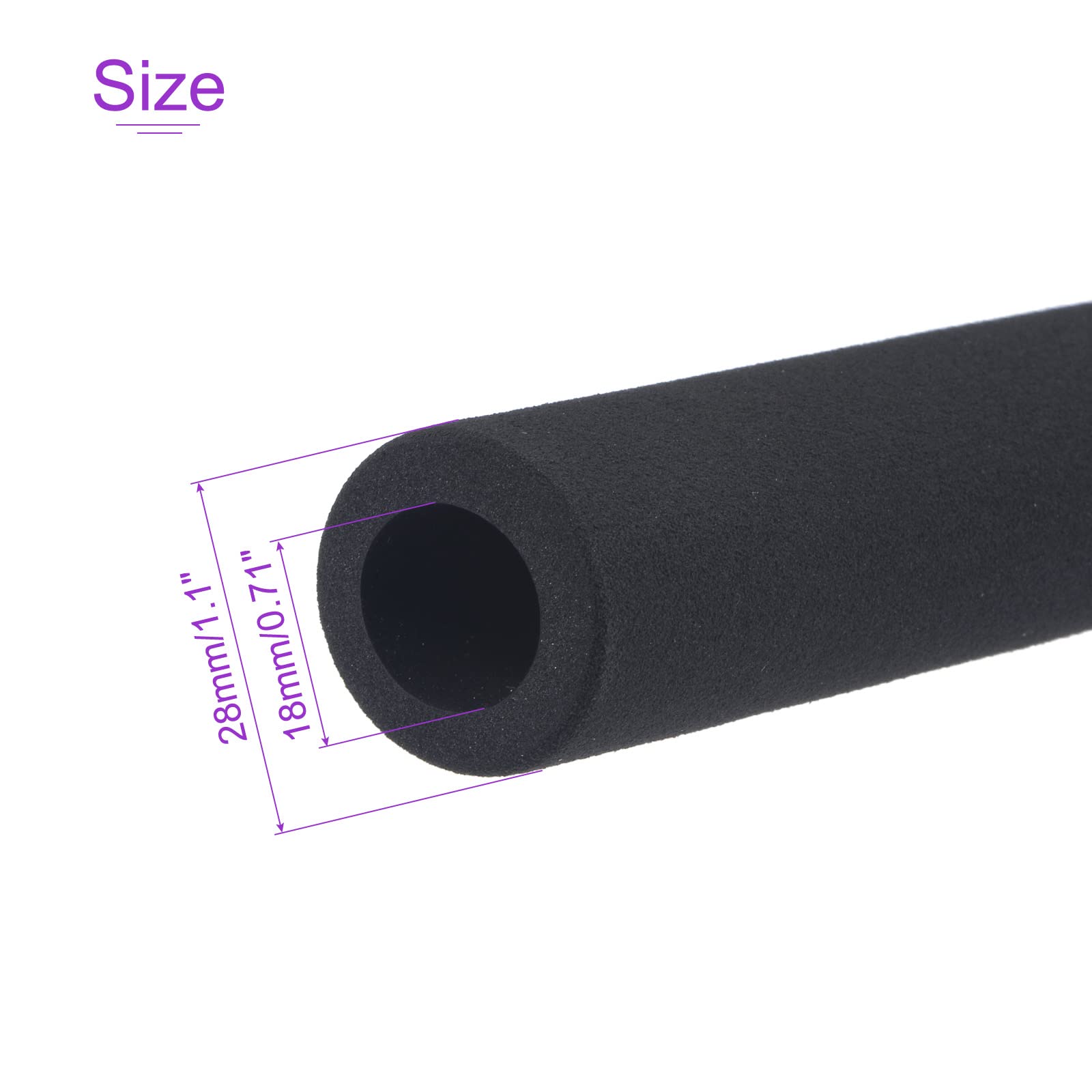 DMiotech 2 Pack 18mm Dia x 5mm Thick 8 inch Black Foam Grip Wrap Closed Cell Foam Tubing Non-Slip for Utensil Tools Handle Pipe Insulation - Image 3