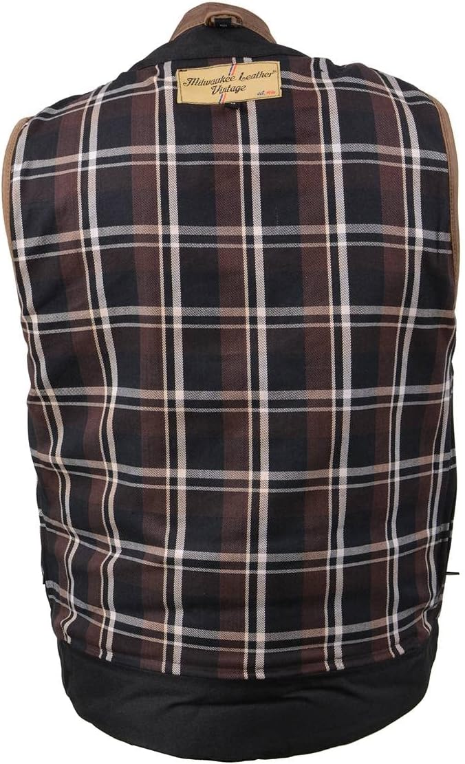 Milwaukee Leather MLM3519 Men's “Gambler” Crazy Horse Brown Vintage Leather Vest - Club Style Motorcycle Rider Vest - Image 8