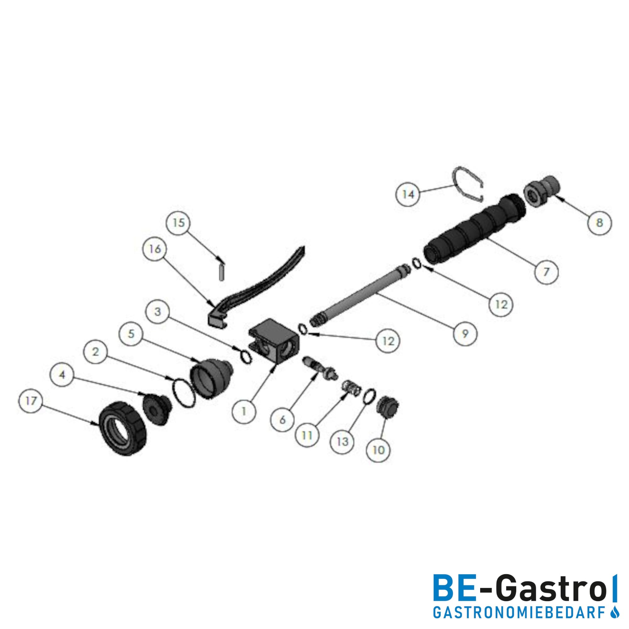 BE-GASTRO® I Profi Gastro Handbrause (Schwarz | Blau) inkl. Feststellbügel | 1/2" Standard-AG | Edelstahl Ersatzbrause für Geschirrbrause/Gastrobrause