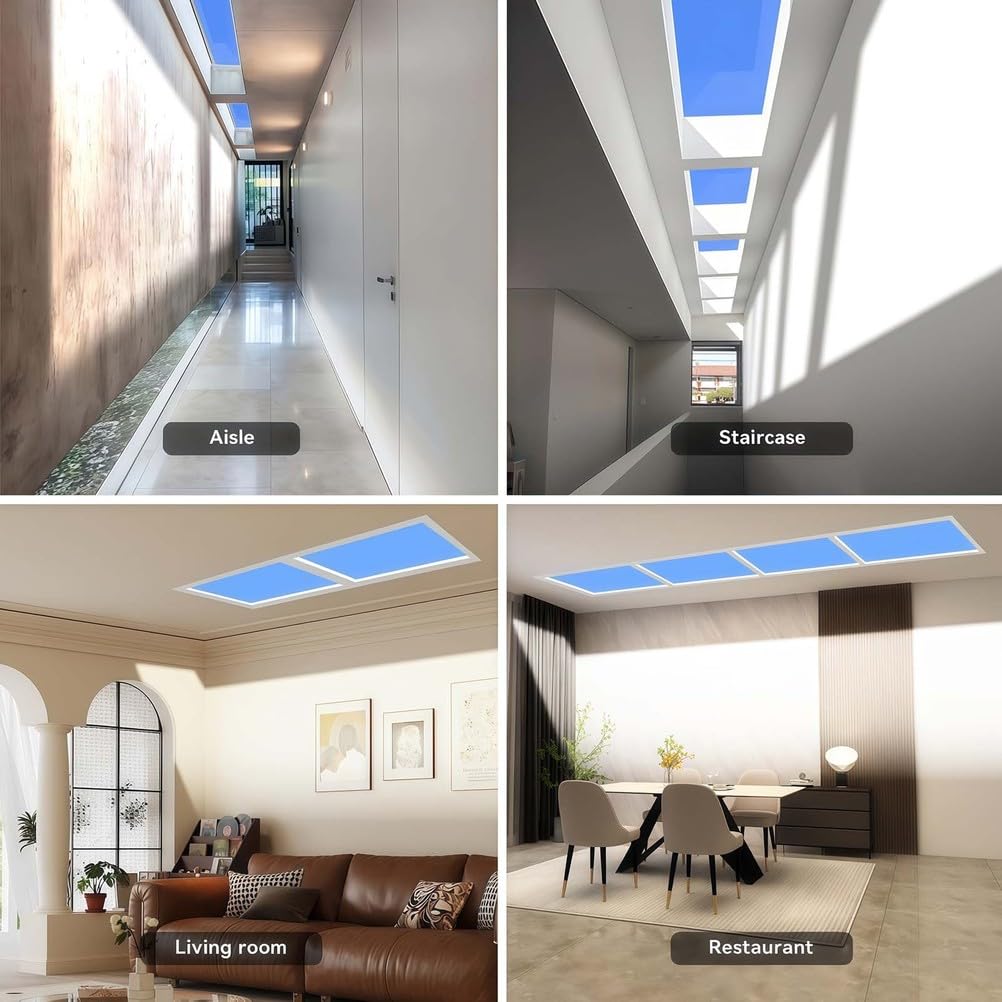 Lucernario artificiale a LED con effetto luce naturale, illuminazione da incasso per camera da letto, soggiorno, corridoio, bagno