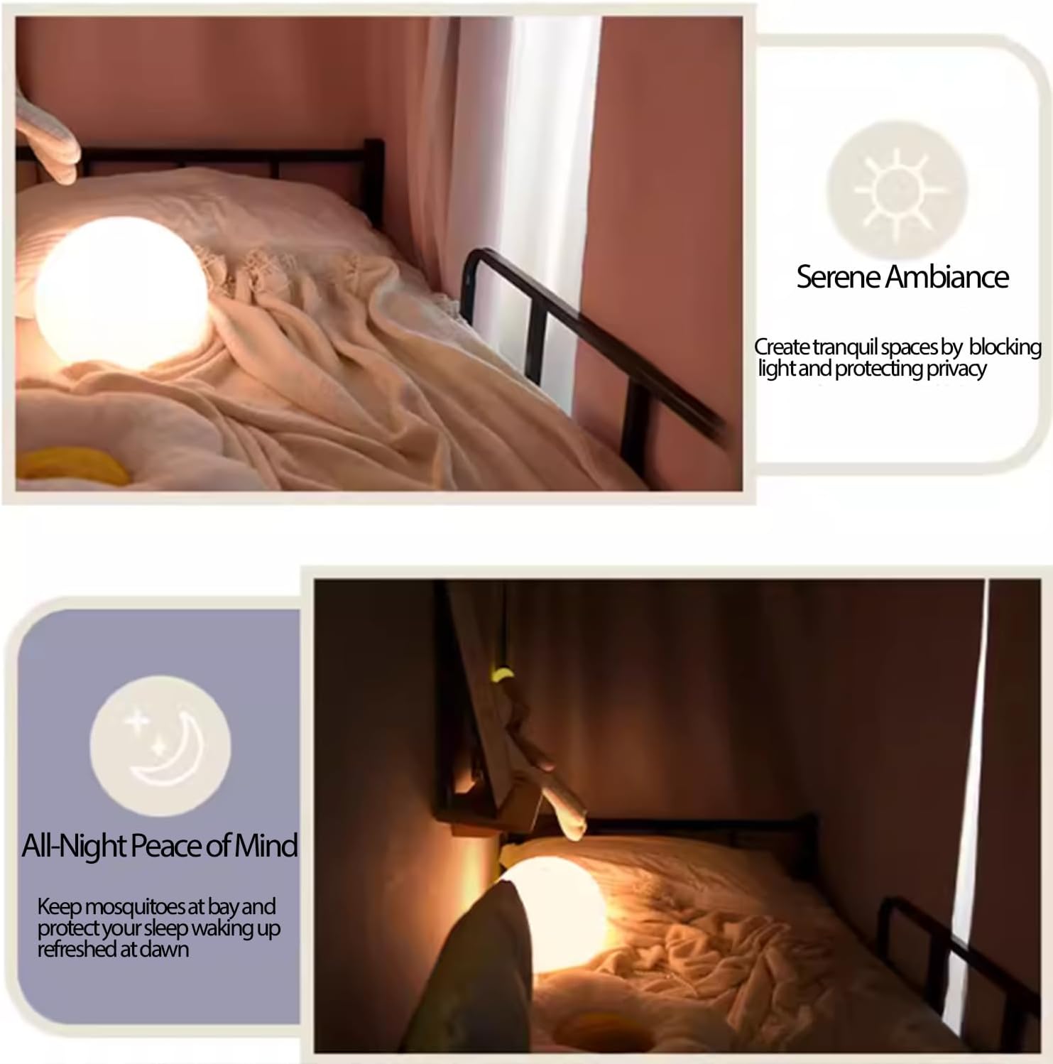 Off-white minimalist curtains, Mosquito-proof drapes, Breathable canopy that keeps the room cool, Easy-to-install bed curtains suitable for bunk beds in dormitories,White,78.7 × 39.4 × 59.1in