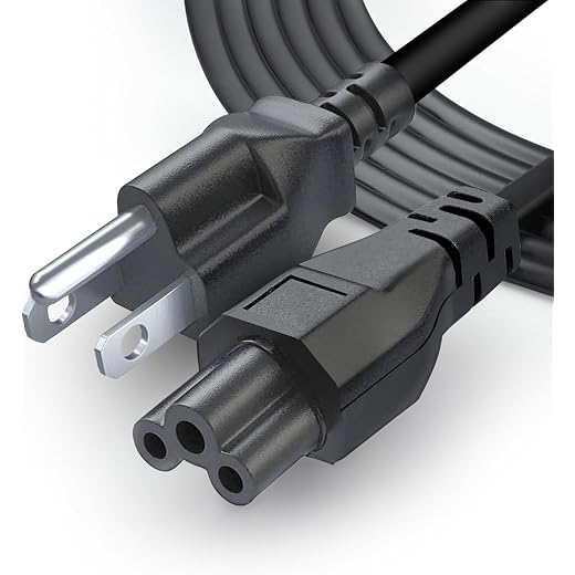 3 Prong AC Laptop Power Cord 5Ft Universal Power Cable | 125V | for Dell HP LG Lenovo Asus Acer Toshiba Sony Laptops/Notebooks, Monitors, Printers, Scanners NEMA 5-15P to C5 Power Cable