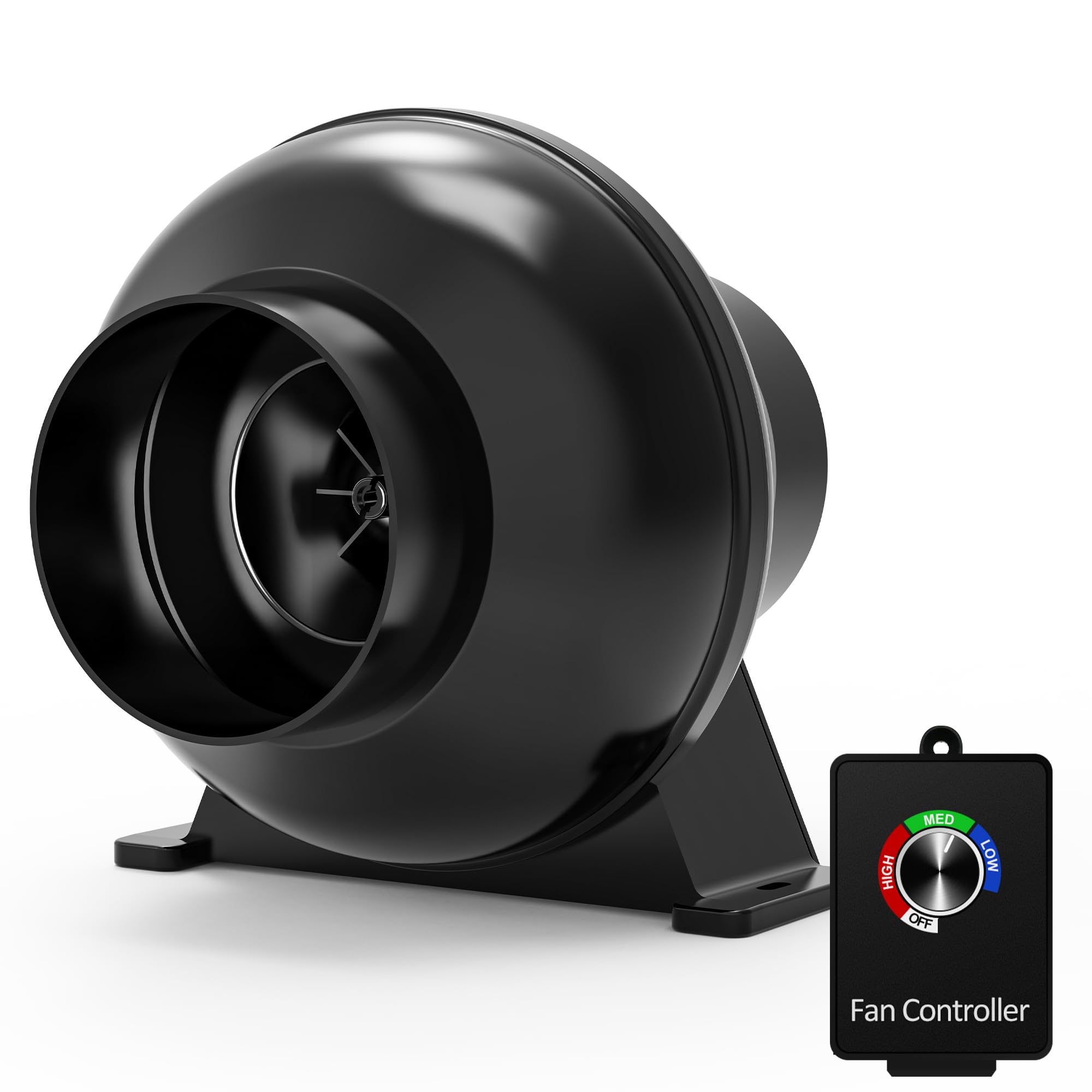 Toolazy 4 Inch Inline Fan with Speed Controller – ETL Listed, 195 CFM Quiet Duct Ventilation Fan for Grow Tent, Hydroponics, Greenhouse,Bathroom, Basement, HVAC – Black
