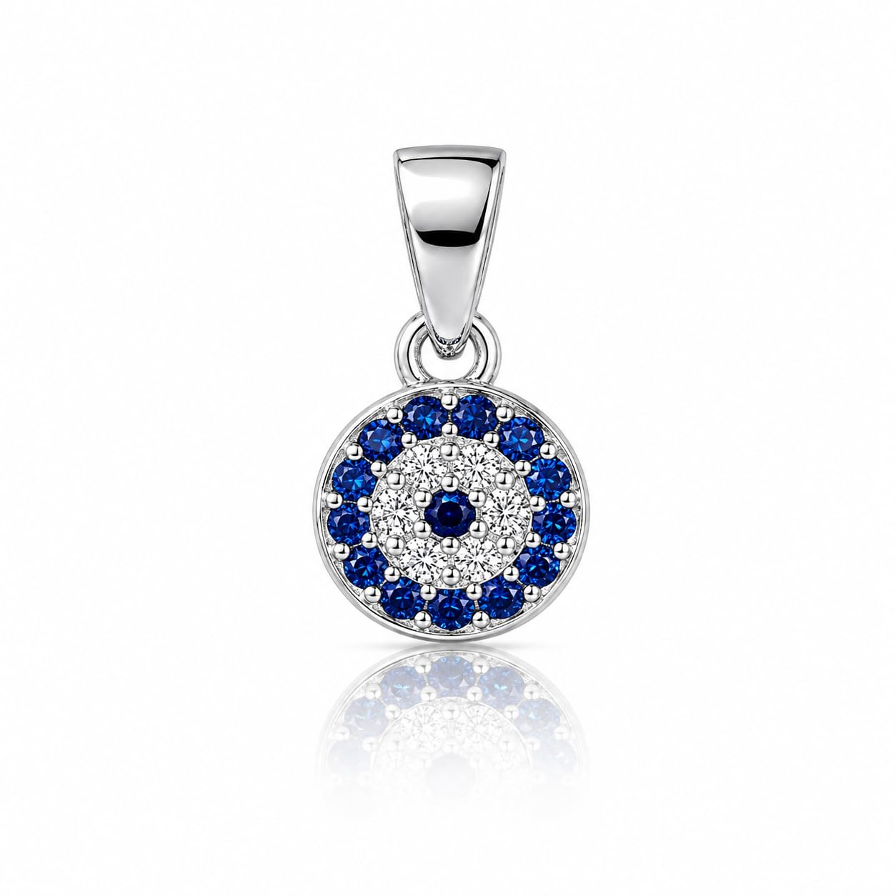 925 Sterling Silver Tiny Round Evil Eye Pendant-image-5