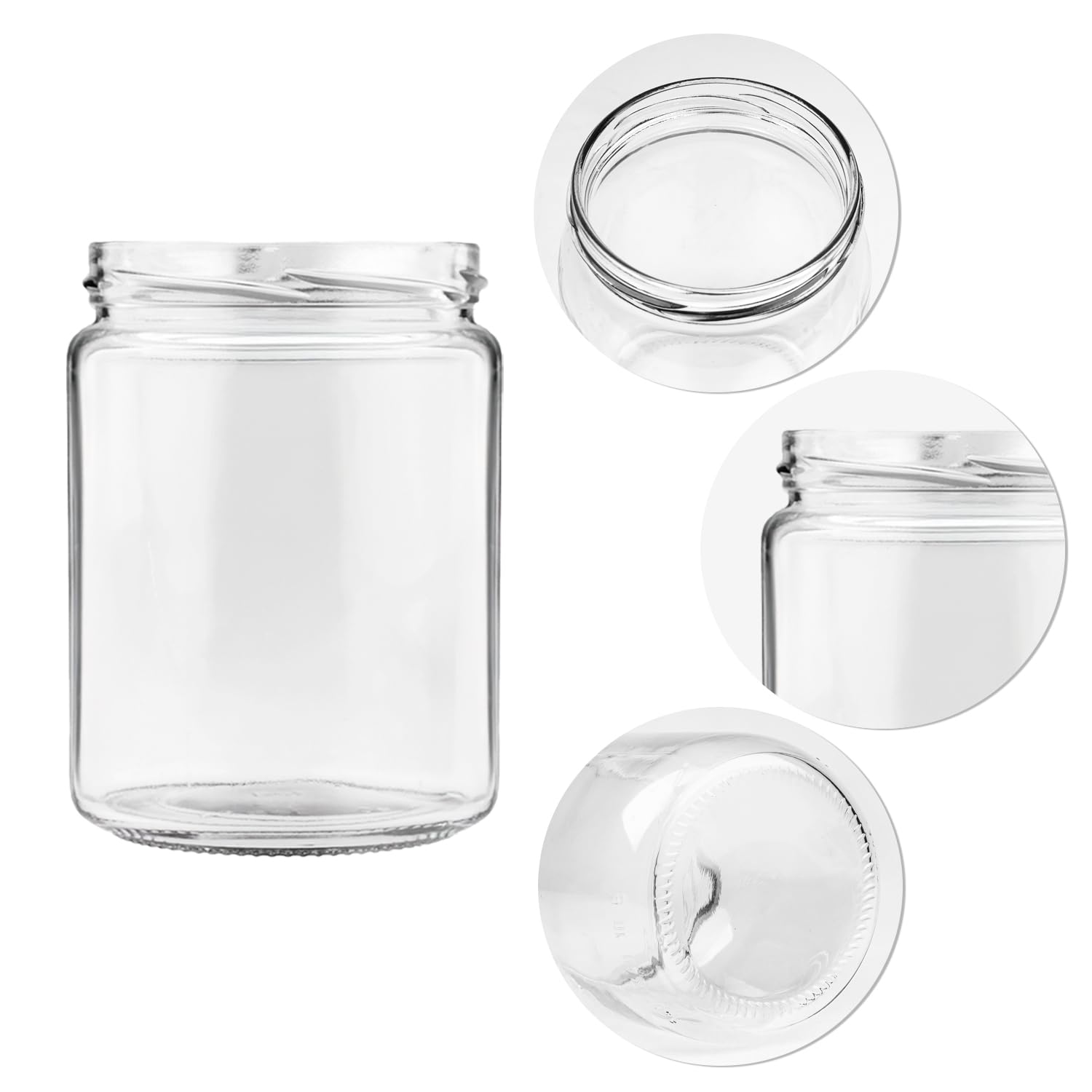 Tarros con tapa de rosca 520ml - tarros de rosca con tapa tarros de conserva - tarros de almacenaje con tapa Tarro de cristal - tarros con tapa 50xpcs.