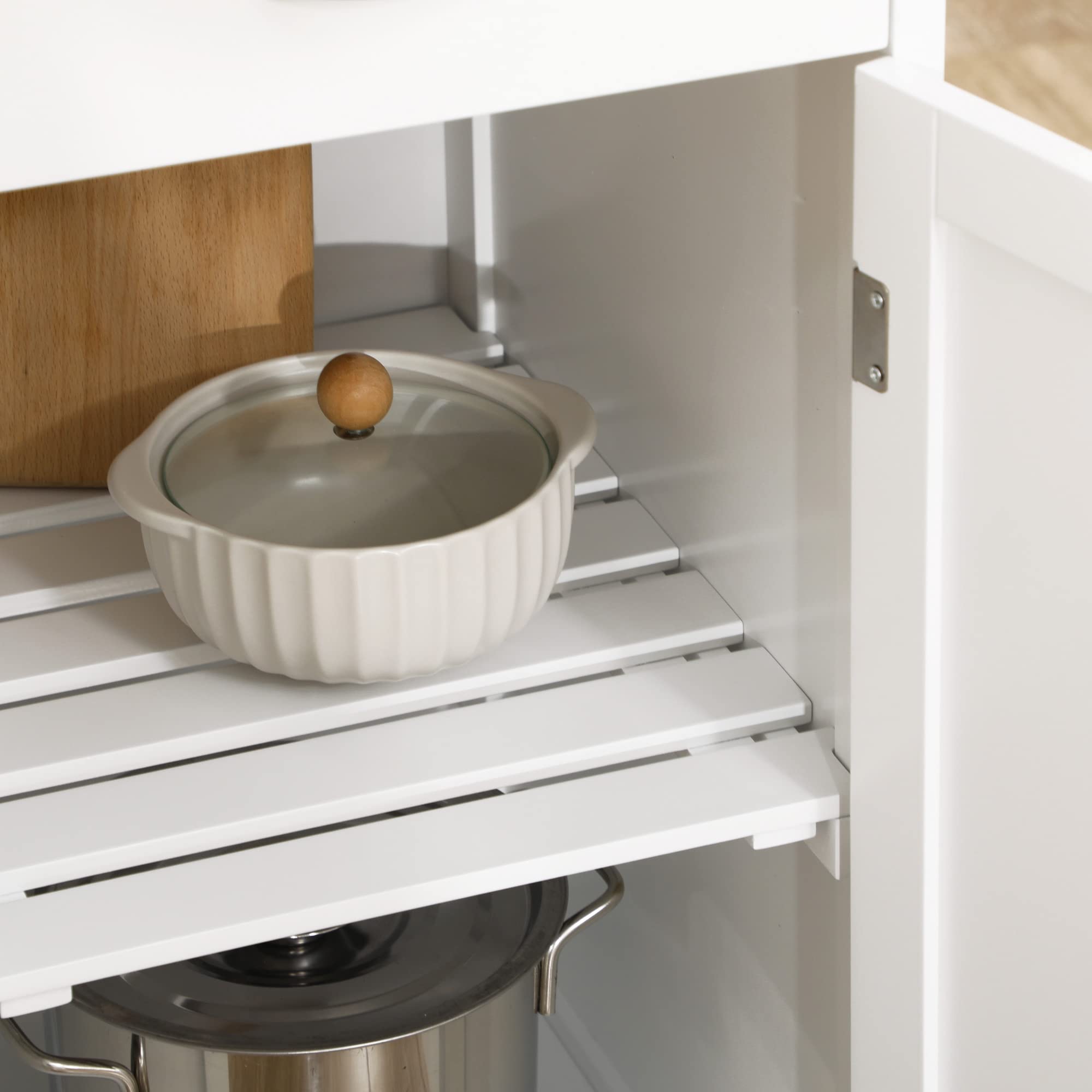 HOMCOM Carro de Cocina con Ruedas 1 Cajón Armario 40 kg 76x48x88 cm Blanco | Carrito de Servicio, Estantes Extraíbles, Botellero para 4 Botellas, para Comedor Salón