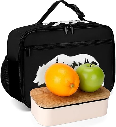 Miniatura 6 de Lonchera reutilizable con diseño de oso de senderismo, bolsa de almuerzo aislada, lonchera para comida y alimentos, bolsa de mano para niños,