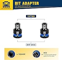 Vista 2 de BLACKROBOT 2 piezas de soportes de punta de impacto 3/8 pulgadas cuadradas a adaptador de enchufe hexagonal de 1/4 pulgadas para llave de impacto