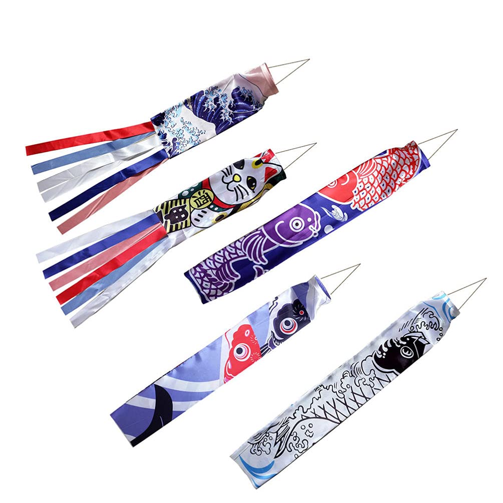 YARNOW Drapeau Décoratif Japonais Carp Koinobori Manche À Air 27.6 Pouces pour Décoration Extérieure Intérieure Sushi Bar Jardin