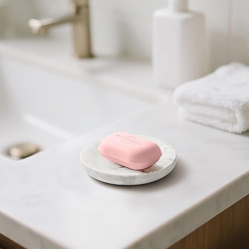 Miniatura 2 de WORHE Jabonera de mármol Italia, soporte de esponja de piedra natural para baño, bañera, ducha, fregadero de cocina, organizador de jabón redondo