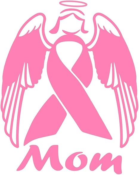 Pnk Mom Angel Cancer Awareness Ribbon Decal Vinyl Sticker Graphics|UR Impressions|for Cars Trucks SUV Vans Walls Windows Laptop|Pink|5.5 X 4.3 inch|URI302-P