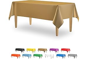 A Touch of Gold: Premium 5-Pack Disposable Plastic Tablecloths for Effortless Table Luxe