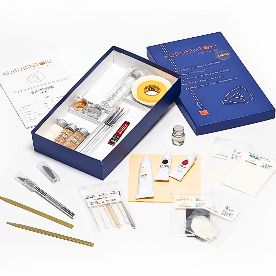 KURUKINTOKI petit 本漆金継ぎキット 金粉 銀粉 割れ きんつぎ Amazon.co.jp: 【kulukulu公式】KURUKINTOKI petit 金継ぎキット