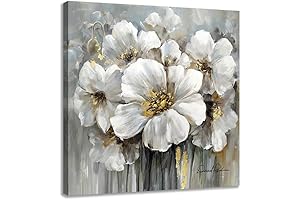 Framed Floral Canvas Wall Art for Bathroom Decor