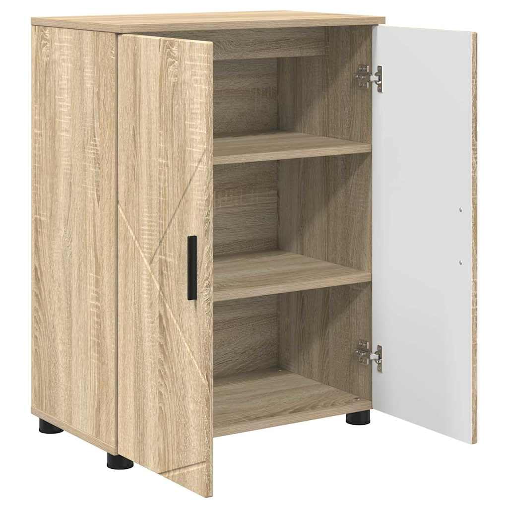 Mobile Da Bagno Con Ante Rovere Sonoma 60x35x80 Cm | Legno Multistrato E Metallo, 2 Porte, Design Moderno, Assemblaggio Richiesto