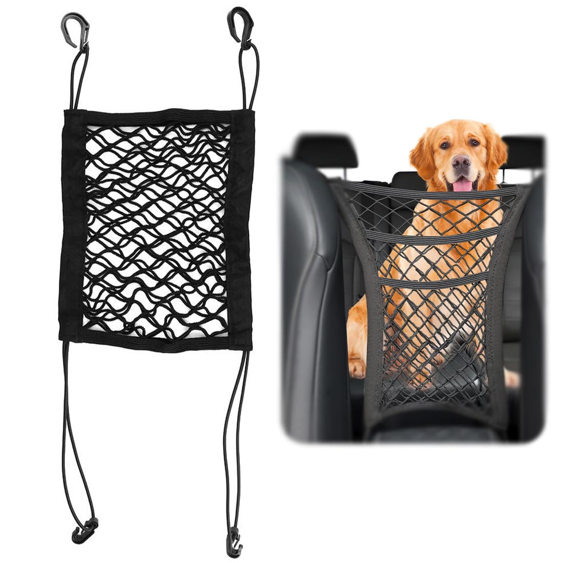 1 pcs Rete barriera per animali domestici, portaoggetti a 3 Strati per Cani Universale, Rete Barriera Divisoria Auto, divisore per cani e auto, per viaggi di sicurezza, per auto, SUV, camion