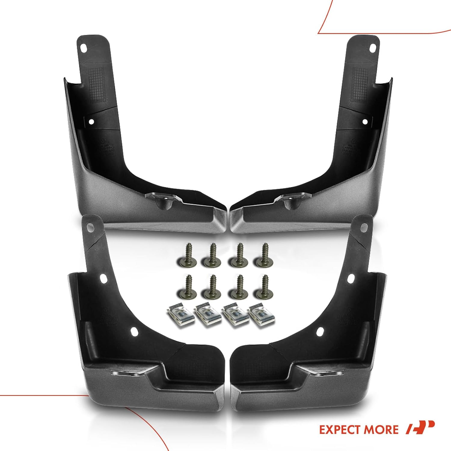 A-Premium Set of 4PCS Mud Flaps Splash Guards Mudguards Mudflaps with Hardware Kits Accessory Compatible with Nissan Rogue, X-Trail, 2014-2021, Sport Utility, Black Color, Front LH RH and Rear LH RH