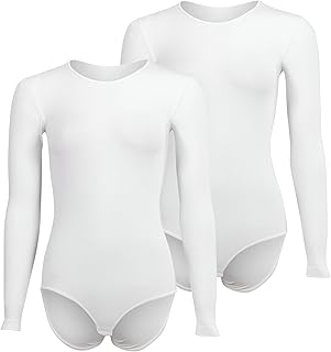 طقم ملابس داخلية بودي سوت للنساء ويف 3 برقبة دائرية وأكمام طويلة من سيلفي (عبوة من طقم واحد من قطعتين)