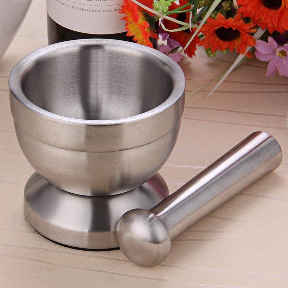 Mortaio Con Pestello Mortaio in acciaio inox, pestello, for aglio, macina spezie, farmacia, ciotola for erbe aromatiche, frantoio, utensile da cucina