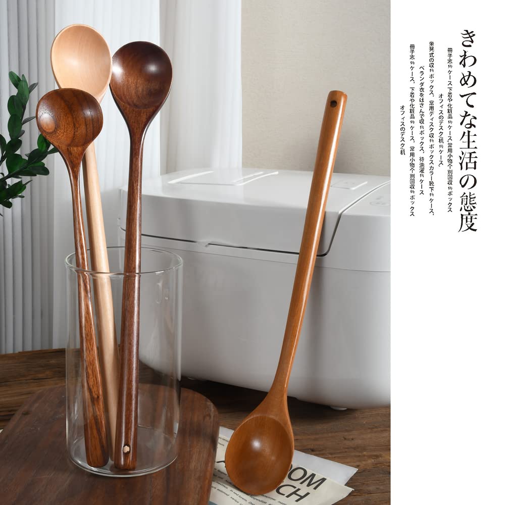 Amazon.co.jp: スプーン 木製 ロングスプーン 長い柄 高耐熱性 天然木