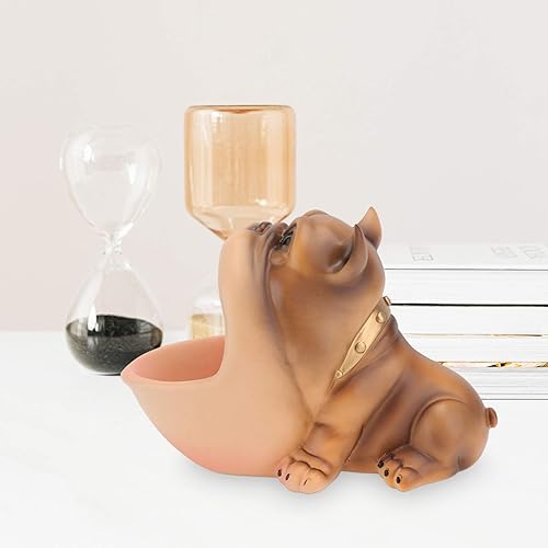 Miniatura 8 de Garneck Cuenco de almacenamiento de llaves, figuras de perro y cachorro, cuenco de almacenamiento de llaves de boca grande, figura de resina, plato