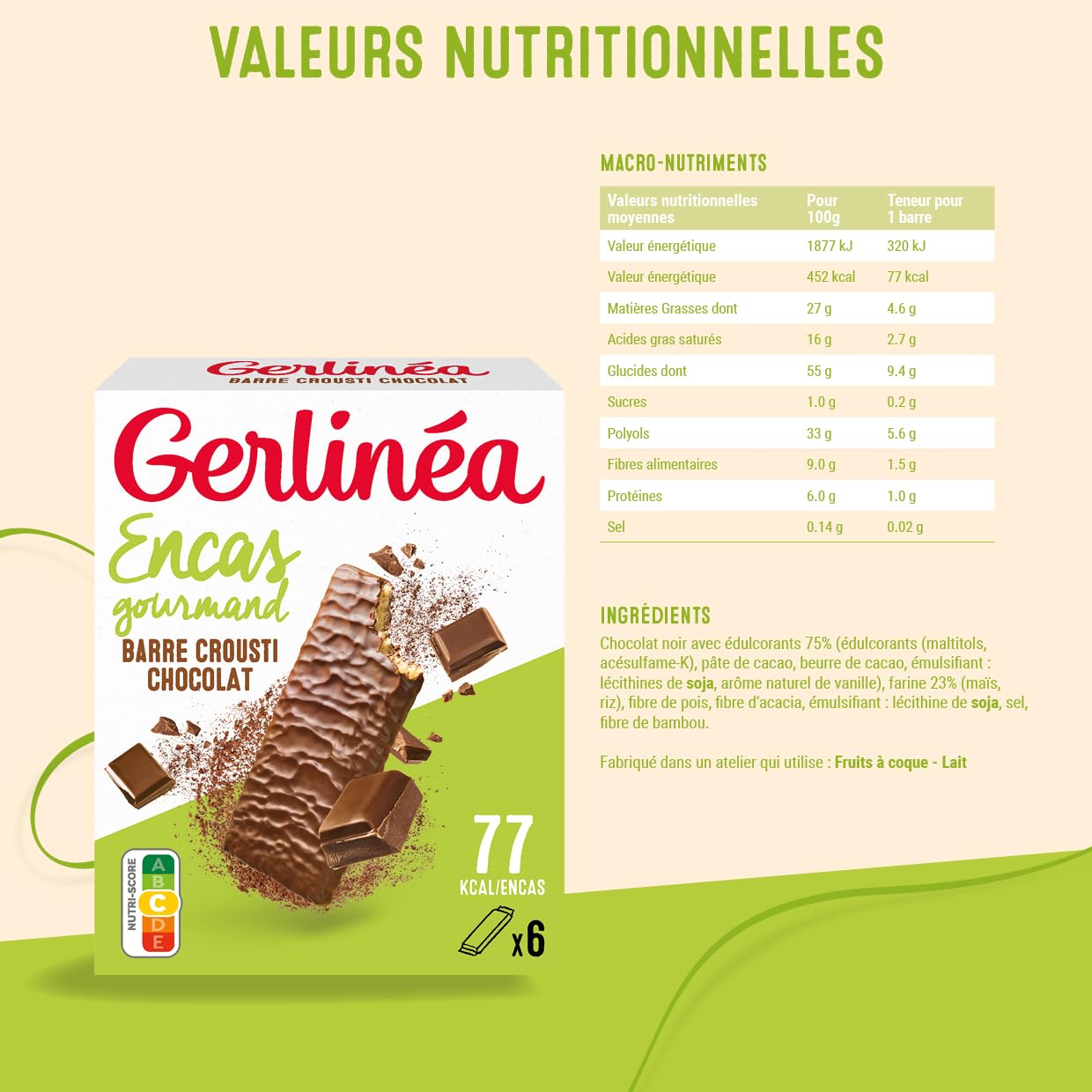 Gerlinéa - Crousti Chocolat - Gaufrette Croustillante pour un Encas Gourmand - Sans Gluten -102g (6 croustis de 17g) - 4