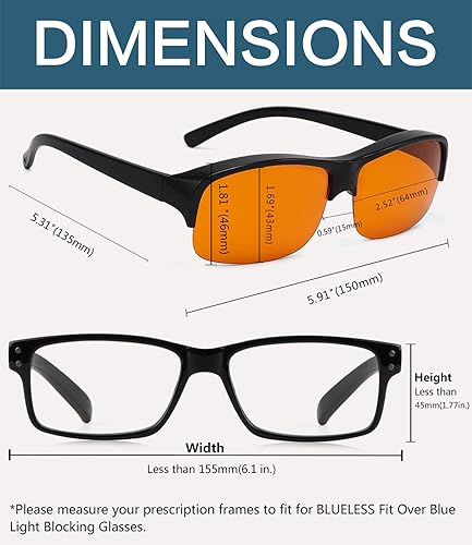 Miniatura 10 de BLUELESS Se adapta a anteojos de computadora con lentes de dormir teñidos de naranja, tortuga