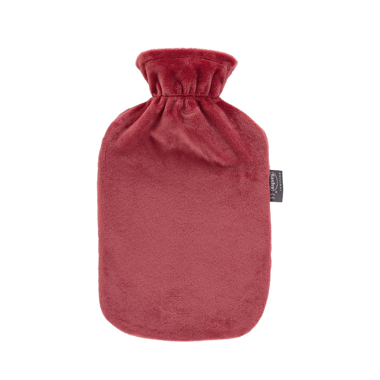 Fashy Hot Water Bottle with Fleece Cover Rust Red 2 L