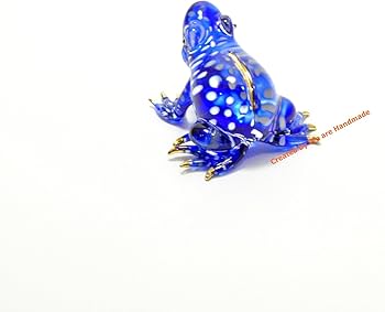 Amazon.co.jp: 手作りの手吹きガラスの青いカエル ガラス細工 ガラスの