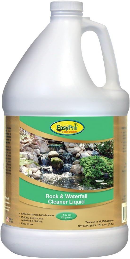 EasyPro OXYL128 Rock and Waterfall Cleaner - Oxygen Based Cleaning Solution for Pond Waterfalls, Streams, Fountains, and Stone Artwork - 128 oz. (1 Gallon) Safe for use with Fish, Wildlife, and Pets