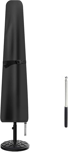 Cubierta para sombrilla de patio, fundas impermeables para sombrilla de 7 a 9 pies, para exteriores, con varilla de empuje, color negro