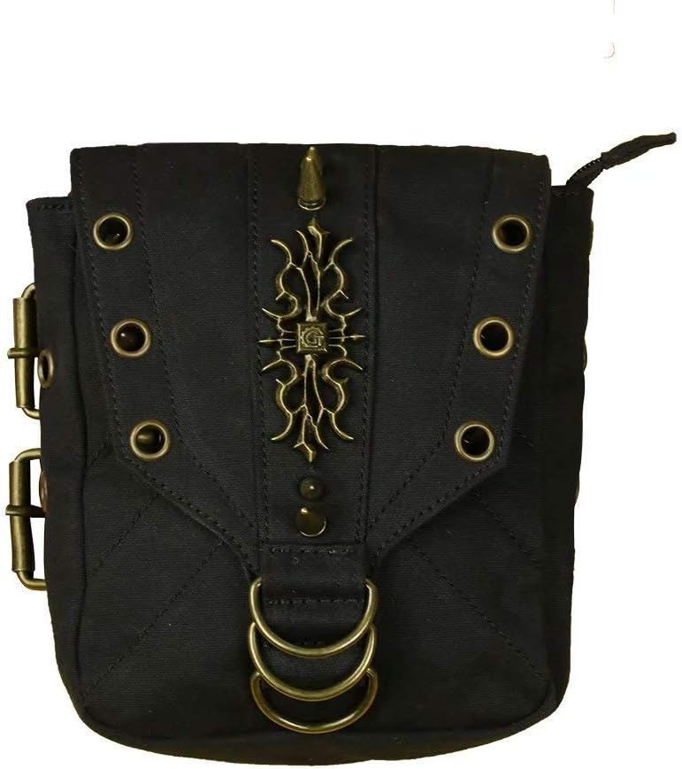 Blackmasksu Waist Bag Steampunk Crossbody Motorcycle Bag Retro Rock Gothic Shoulder Packs for Womens,Black