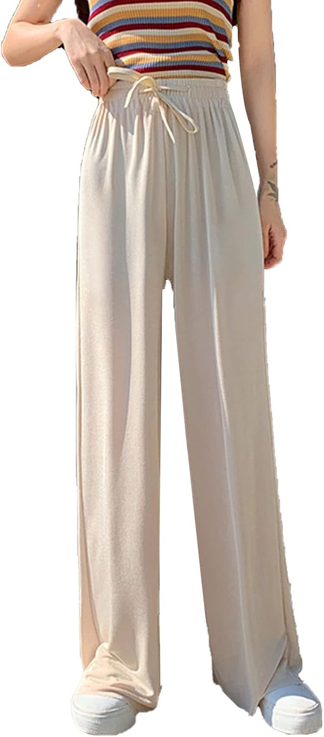 DGHM-JLMY Women's Draped High Waist Sports Mopping Trousers Loose Fit Bootcut Long Pants Casual Wide Leg Long Palazzo Pants