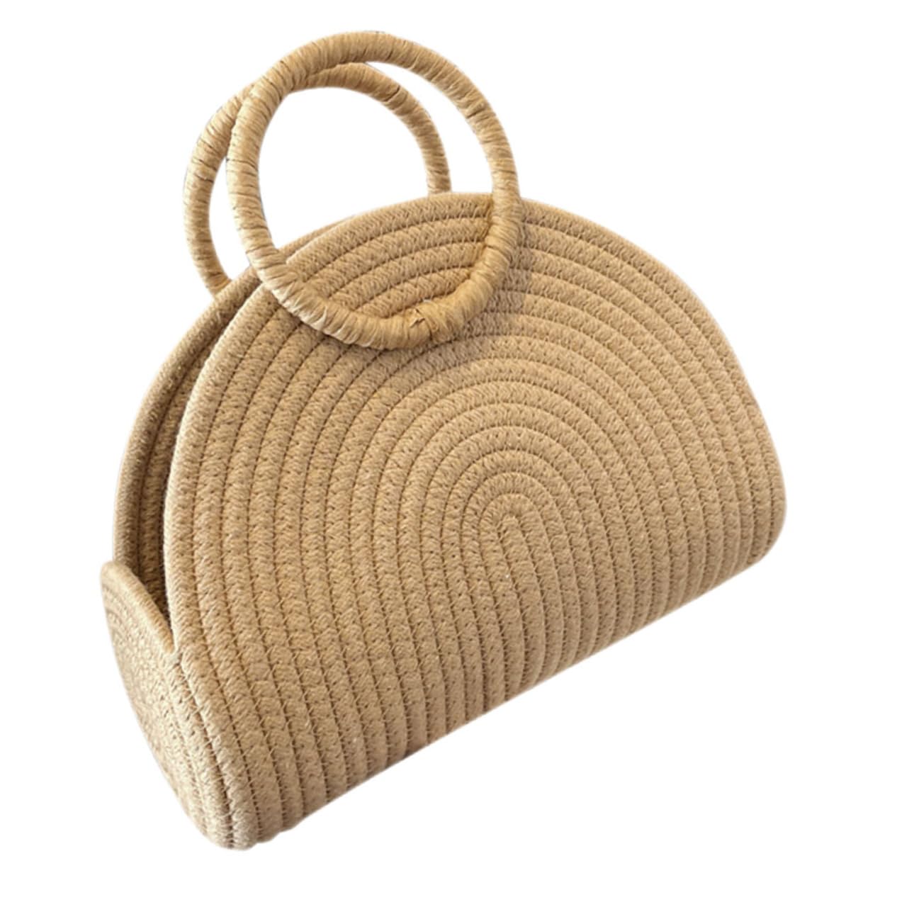 BESPORTBLE Borsa in Corda di Cotone Intrecciata a Mano, Borsa da Spiaggia Capiente Stile Rustico Trama Delicata, per Picnic e Shopping