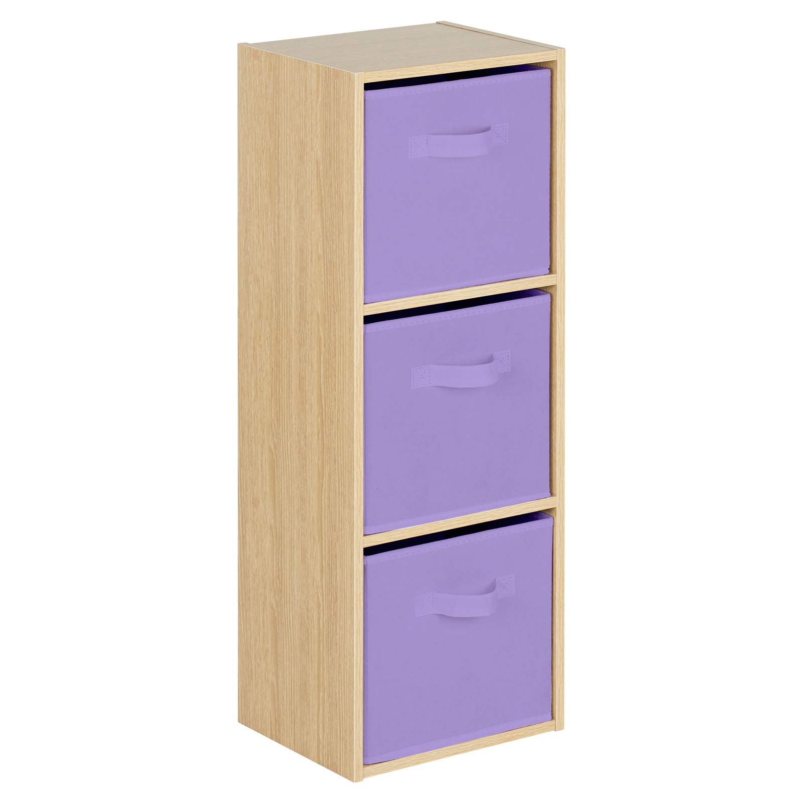 Hartleys Light Purple Drawers 3 Tier Oak Cube Unit - Choice Of Storage Boxes