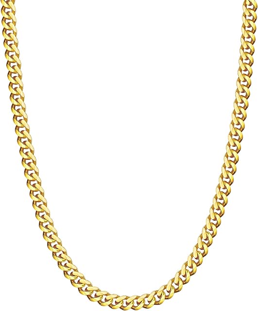 Evegfts Gold Chain | Silver Chain Men, 3.5/5/6/9/12MM Mens Chain Necklace Miami Cuban Chains for Men Women Jewelry Gift for Women Men Boy Girls Super Sturdy Shiny Mens Necklaces 18/20/22/24/26 Inch