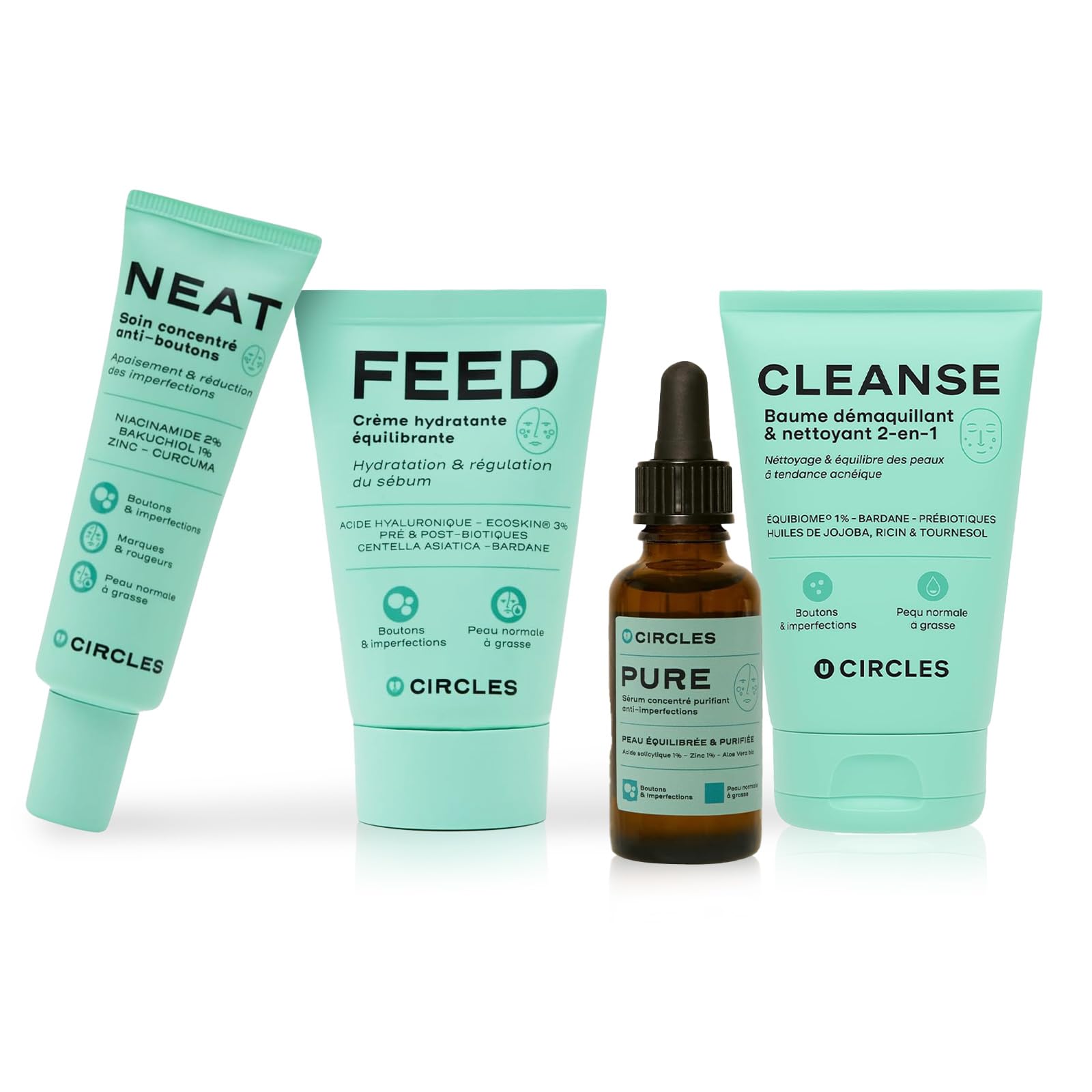 Circles CLEANSE Struccante e Detergente Viso Balsamo in Olio, Pelle Grassa e a Tendenza Acneica, Rimuove Trucco SPF e Impurita, Non Comedogeno, Vegano 100 ml Made in France