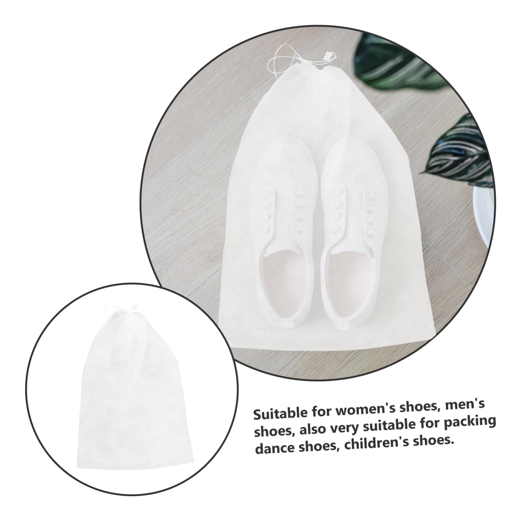 Holibanna 50 Sacchetti per Scarpe da Viaggio Coulisse Non Tessuto Bianco, Leggeri e Facili da Identificare, per Casa e Viaggi, 32x48cm