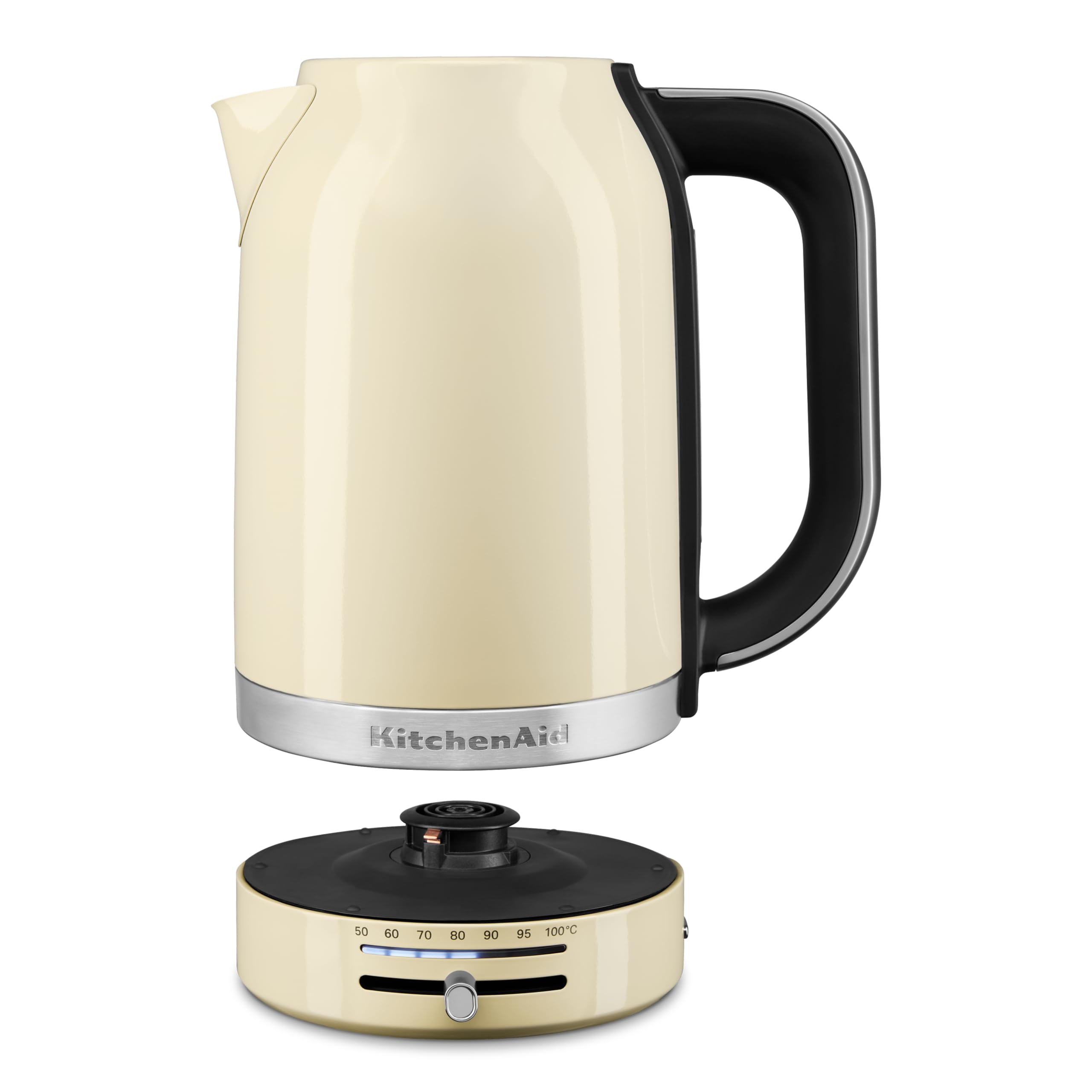 KitchenAid Hervidor de Agua Eléctrico con Control de Temperatura | Calentador Eléctrico de 1,7L | Jarra con Filtro Antical Extraíble | 2400W | Acero Inoxydable (Almendra)