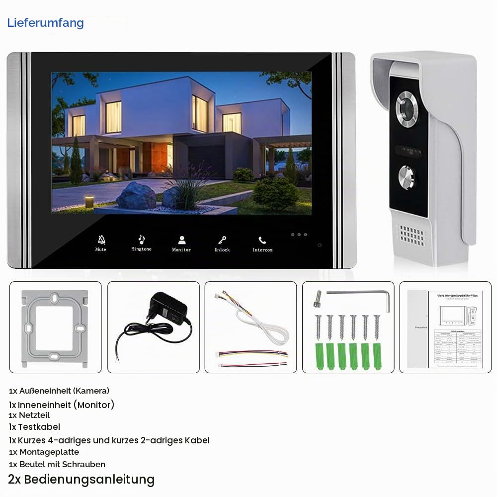 Verdrahtete Video-Gegensprechanlage 7 Zoll Video-Türklingel Tür System Kits Unterstützung Freischaltung Überwachung für Villa Haus Büro Wohnung