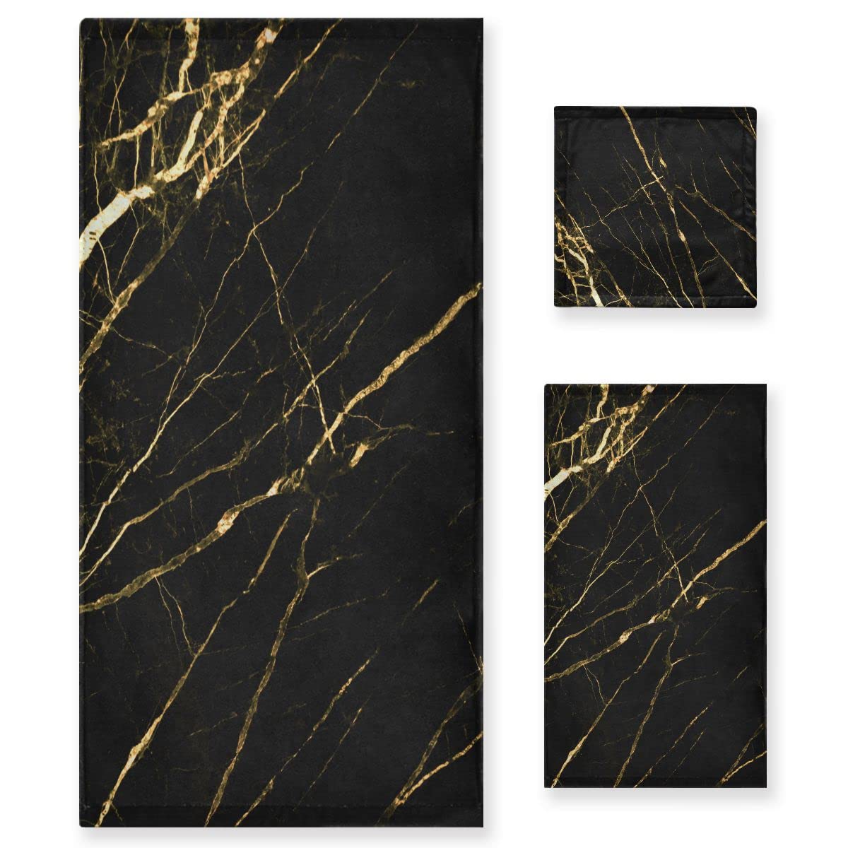 Toallas de baño con textura de mármol negro resistentes a la decoloración