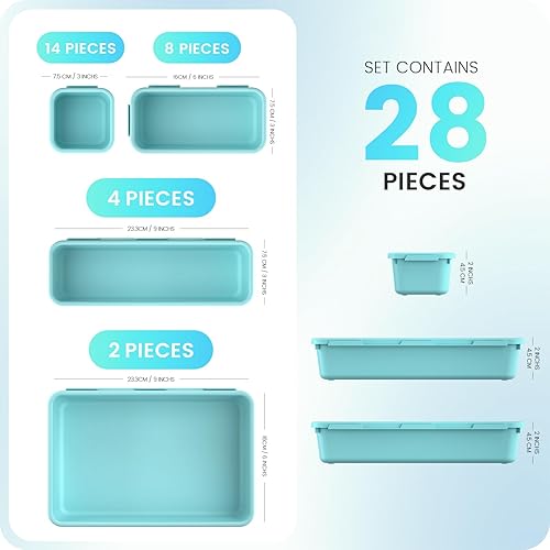 Miniatura 6 de A-LuGei 【28 unidades】Organizador de cajones, organizadores de baño y almacenamiento, organizador de maquillaje, organizador de cajones de Negro