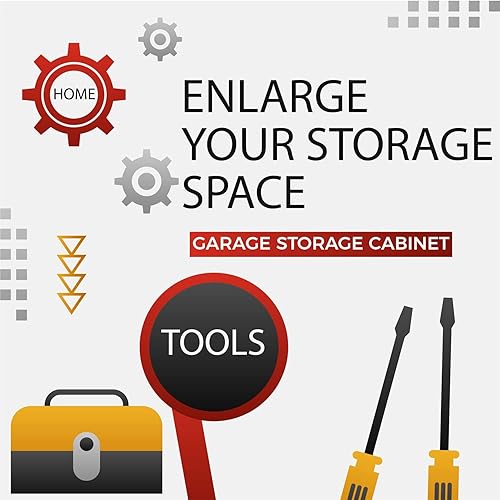 Miniatura 8 de SUXXAN Armario de almacenamiento de metal alto con rueda para garaje en el hogarestantes ajustables con cerradura rígido y diseño de parachoques