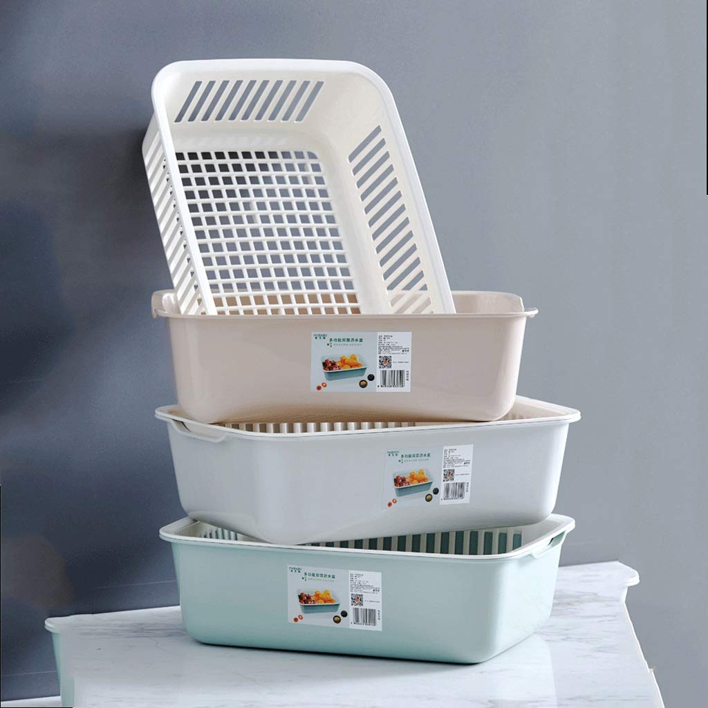 Colador 2 en 1 Filtro y Colander plástico Cesta de Drenaje Cuadrado Cesta de hortalizas para el hogar Fregadero Multifuncional de la Cocina con la Mesa y Las Frutas limpias Coladores de Alimentos