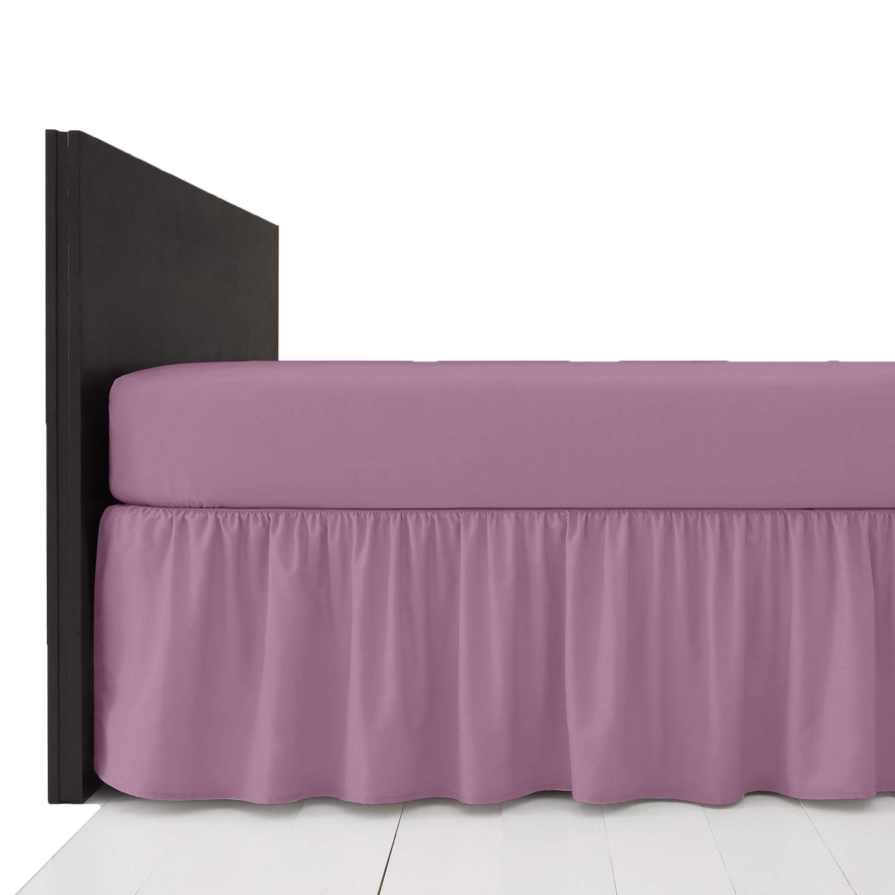 AmigoZone Plain Pollycotton Frilled Bed Base Valance Sheet (Rose, King)