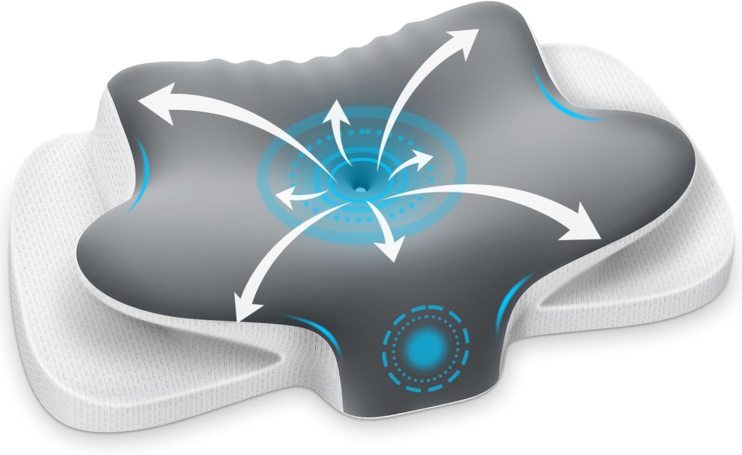 Almohada Cervicales y Cuello, Transpirable Almohada Cervical de Espuma Viscoelástica, 2 en 1 Almohada Ergonómica para Dormir de Lado, Boca Arriba y Boca Abajo
