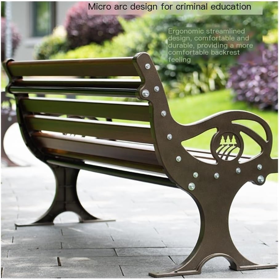 Outdoor Bench, Aluminum Park Bench with Backrest – Outdoor Garden Patio Seating for Parks Patio Bench(120cm)
