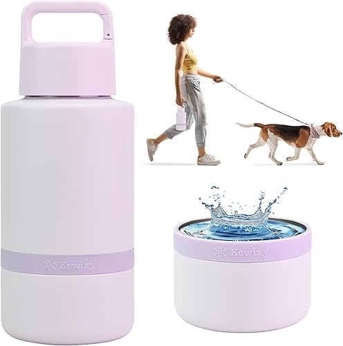 Miniatura 11 de Botella de agua aislada para perros con cuenco de viaje, regalo para amantes de los perros, dispensador de botella de agua portátil, accesorios para