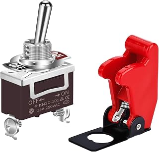 DaierTek Heavy Duty Red Safety Guard Toggle Switch - 20A 12V DC/125V AC SPST 2-Pin Rocker for Cars Trucks Boats ATVs